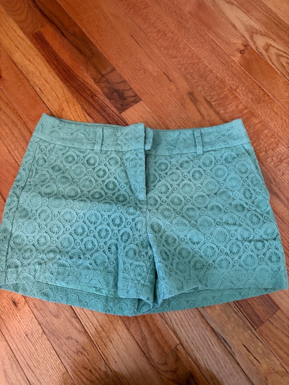 LOFT Aqua Crochet Lace Bermuda Shorts